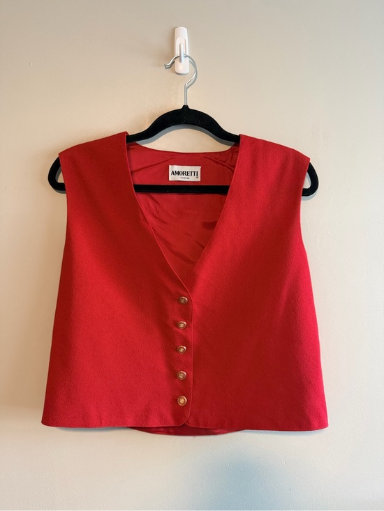 Vintage Jackets & Blazers - Vintage Amoretti 100% Wool Red Waistcoat Vest Made in Canada Unisex
